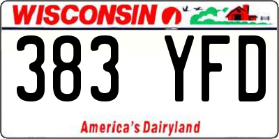 WI license plate 383YFD