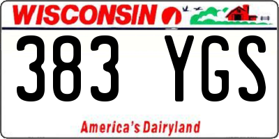 WI license plate 383YGS