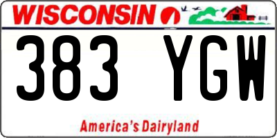 WI license plate 383YGW