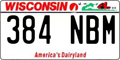 WI license plate 384NBM