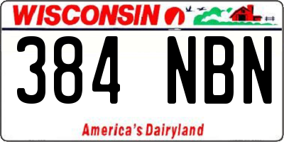 WI license plate 384NBN