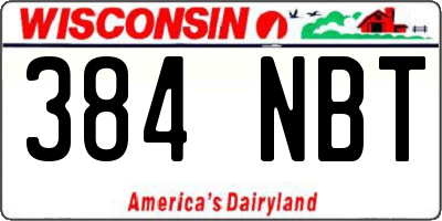 WI license plate 384NBT