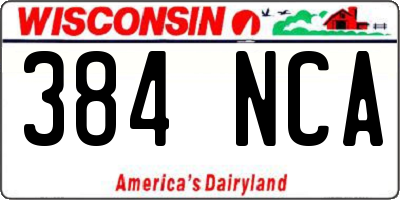WI license plate 384NCA