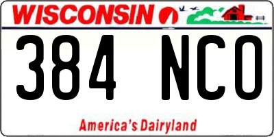 WI license plate 384NCO