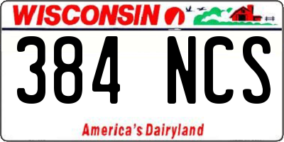 WI license plate 384NCS