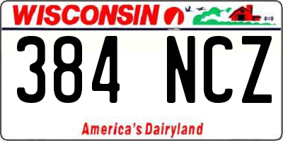 WI license plate 384NCZ