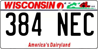 WI license plate 384NEC