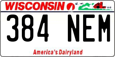 WI license plate 384NEM