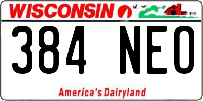 WI license plate 384NEO