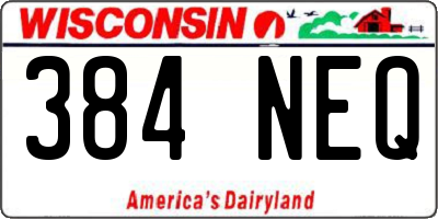 WI license plate 384NEQ