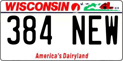 WI license plate 384NEW