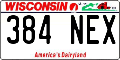 WI license plate 384NEX