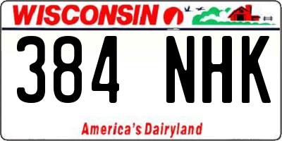 WI license plate 384NHK