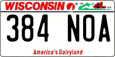 WI license plate 384NOA