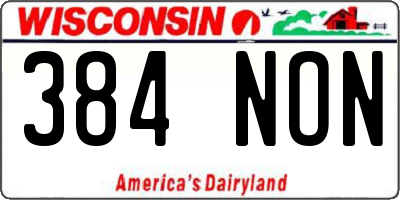 WI license plate 384NON