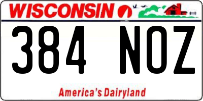 WI license plate 384NOZ