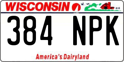 WI license plate 384NPK