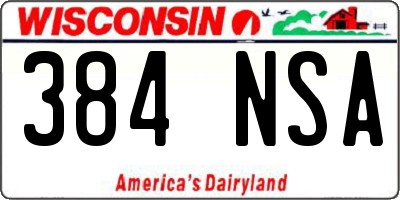 WI license plate 384NSA
