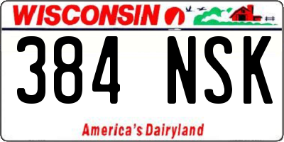 WI license plate 384NSK