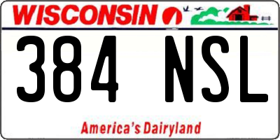 WI license plate 384NSL