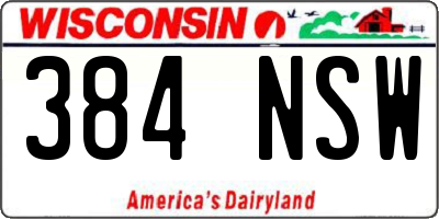 WI license plate 384NSW