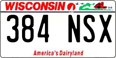 WI license plate 384NSX