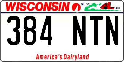 WI license plate 384NTN