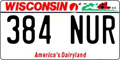 WI license plate 384NUR
