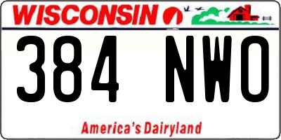 WI license plate 384NWO