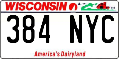 WI license plate 384NYC