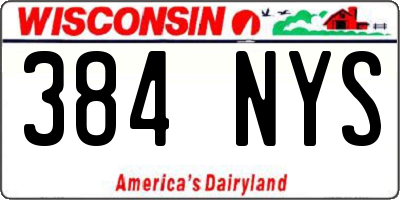 WI license plate 384NYS