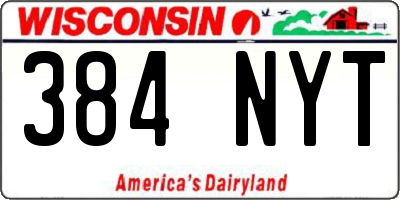 WI license plate 384NYT