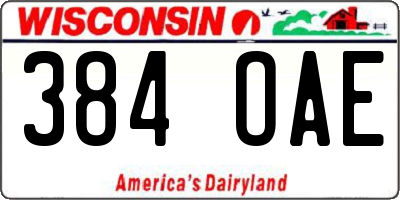 WI license plate 384OAE