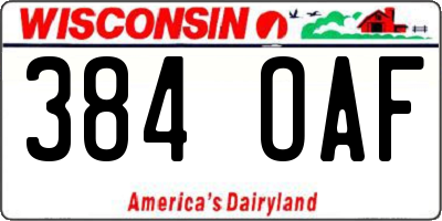 WI license plate 384OAF