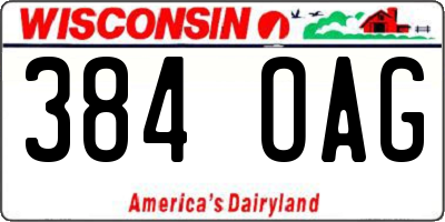 WI license plate 384OAG