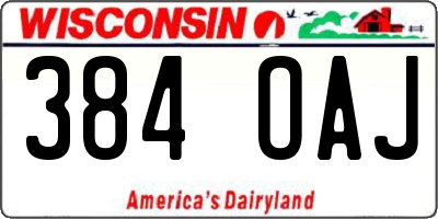 WI license plate 384OAJ