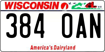 WI license plate 384OAN