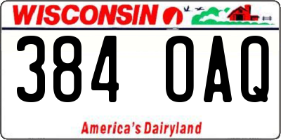 WI license plate 384OAQ