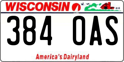 WI license plate 384OAS
