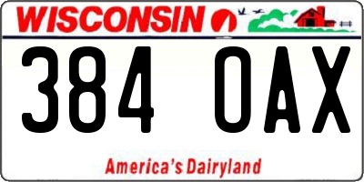 WI license plate 384OAX