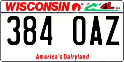 WI license plate 384OAZ