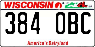 WI license plate 384OBC