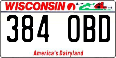 WI license plate 384OBD