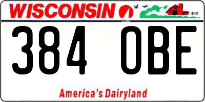 WI license plate 384OBE