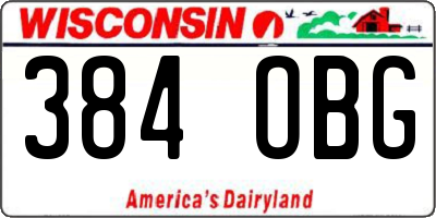 WI license plate 384OBG