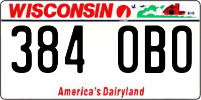 WI license plate 384OBO