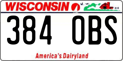 WI license plate 384OBS