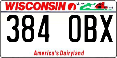 WI license plate 384OBX