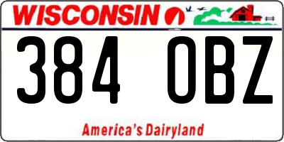 WI license plate 384OBZ