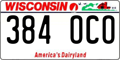 WI license plate 384OCO